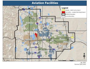 Map of aviation facilities in the North Front Range