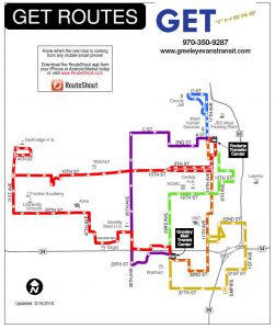 Service map for Greeley-Evans Transit